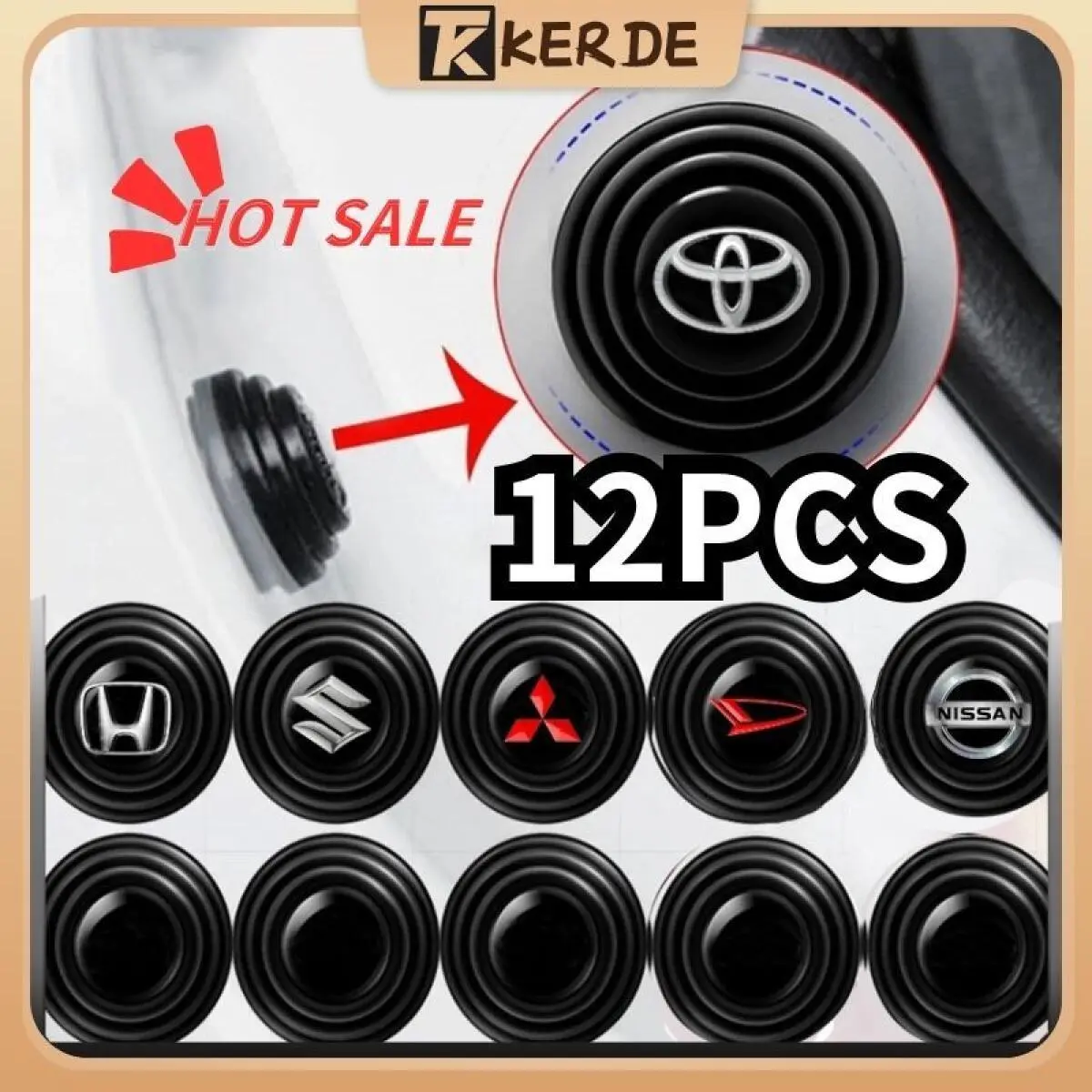 LOGO 12Pcs Peredam Pintu Mobil Karet Pintu Mobil Peredam Suara Pintu Mobil Pelindung Pintu Mobil