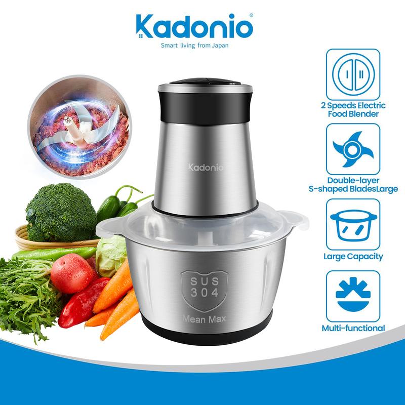 Kadonio Blender Food mixer high speed mixer copper Vegetable meat grinder Cutter Spin Chopper Blender Grinder Mixer Mincer(2L) Stainless Steel Steel blender  multifungsi Electric tiada waranti tahan karat default