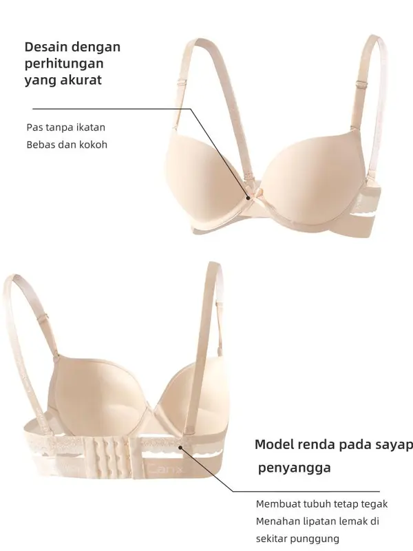 CanxinKenlin  #643  Korean Style Bra  High Quality  BH berkawat busa tipis diatas & tebal dibawah  Deep V bra dengan 2 lapis sayap penyangga karet elastis & renda cantik Wanita 2