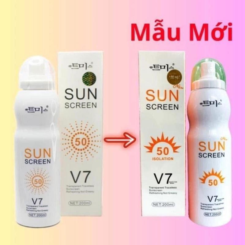 Xịt chống nắng trắng da nâng tone V7  dùng cho da mặt và body SPF50+ dùng để đi chơi, du lịch bảo vệ da tan toàn cho cả nam và nữ 3