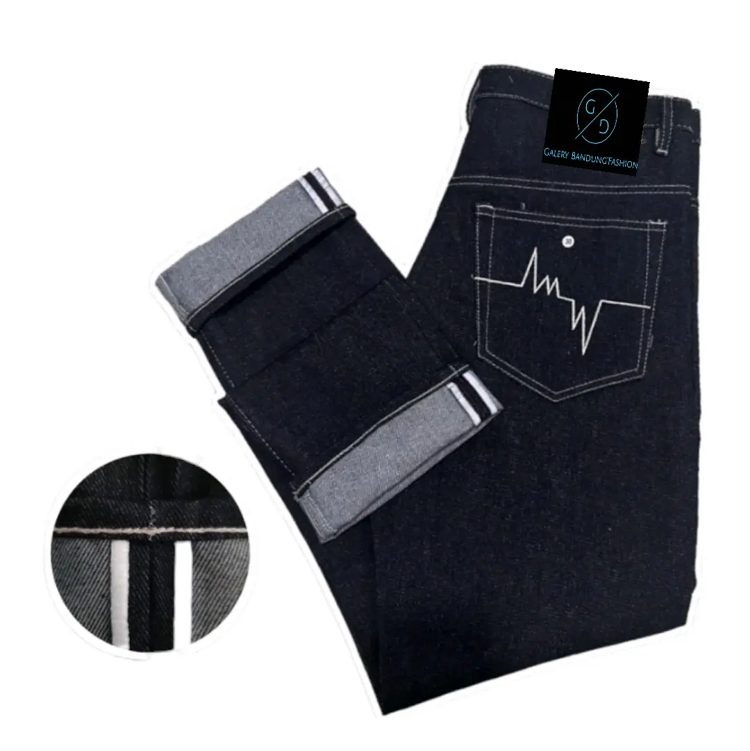 celana demim celana jeans selvaged Denim Pria Keren Panjang Nyaman