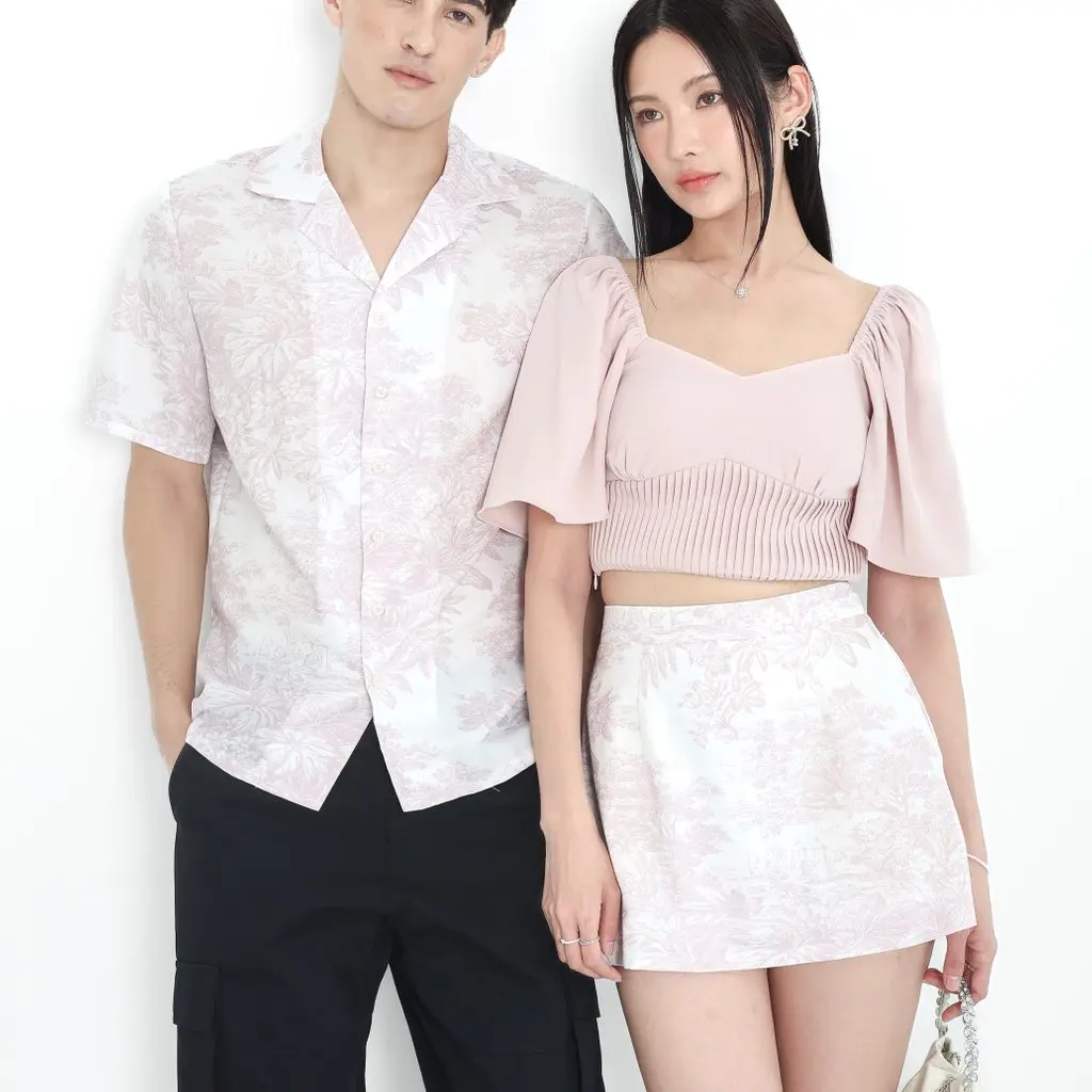 *TPZ* LEGACY FLOWY SKORTS IN SOFT PINK TOILE