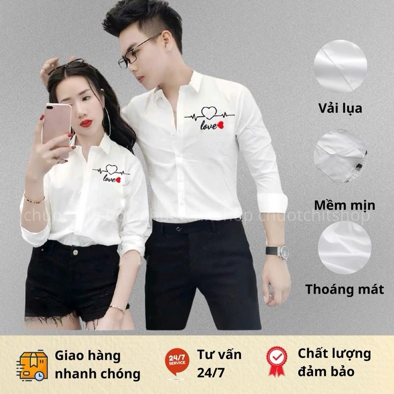  Áo Sơ Mi Nam Nữ In Hình Nhịp Tim Phối Love Mẫu Mới Năm 2025 Chất Liệu Mềm Mịn Form Vừa Vặn Thoải Mái   GIÁ 1 ÁO   