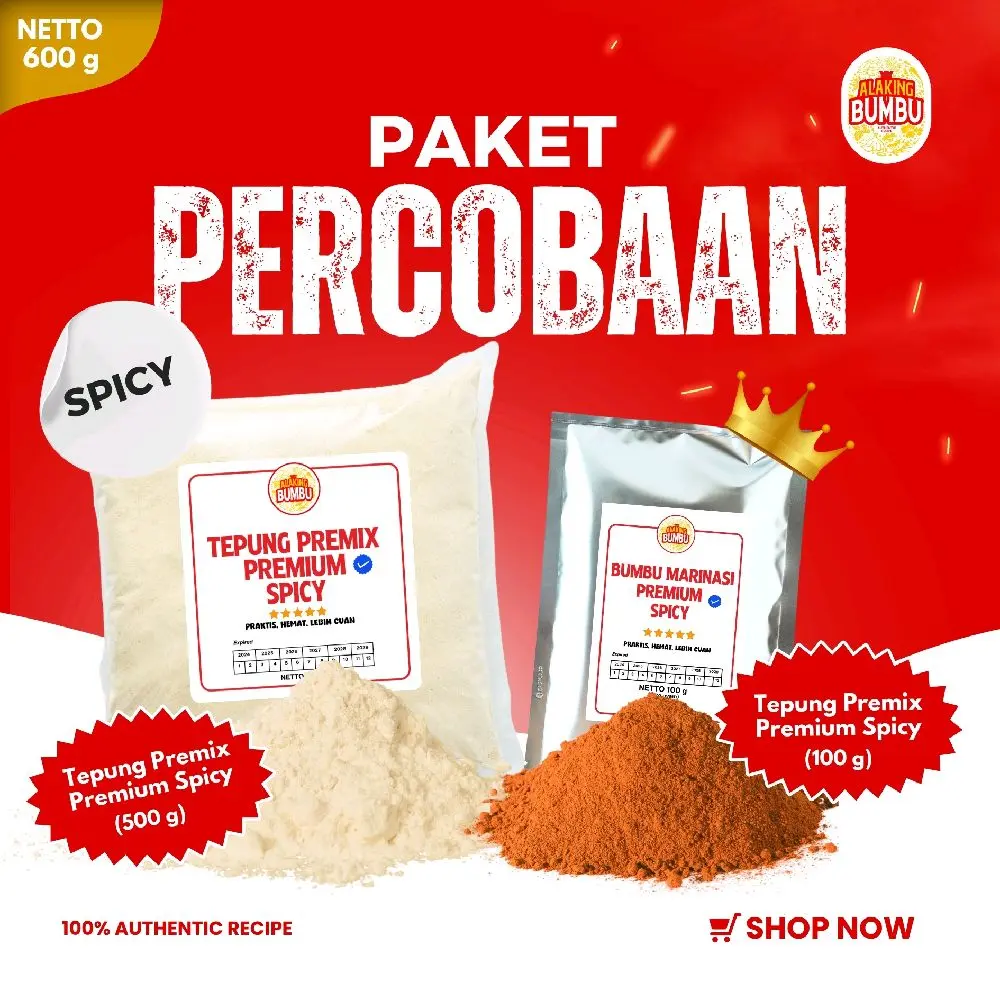 ALAKING BUMBU PAKET PERCOBAAN /TRIAL TEPUNG PREMIX DAN MARINASI SPICY