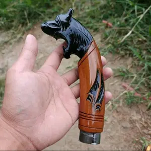 Gagang Macan 30cm Ukir Warna Kombinasi Hitam Coklat dengan Desain Elegan dan Detail yang Menarik
