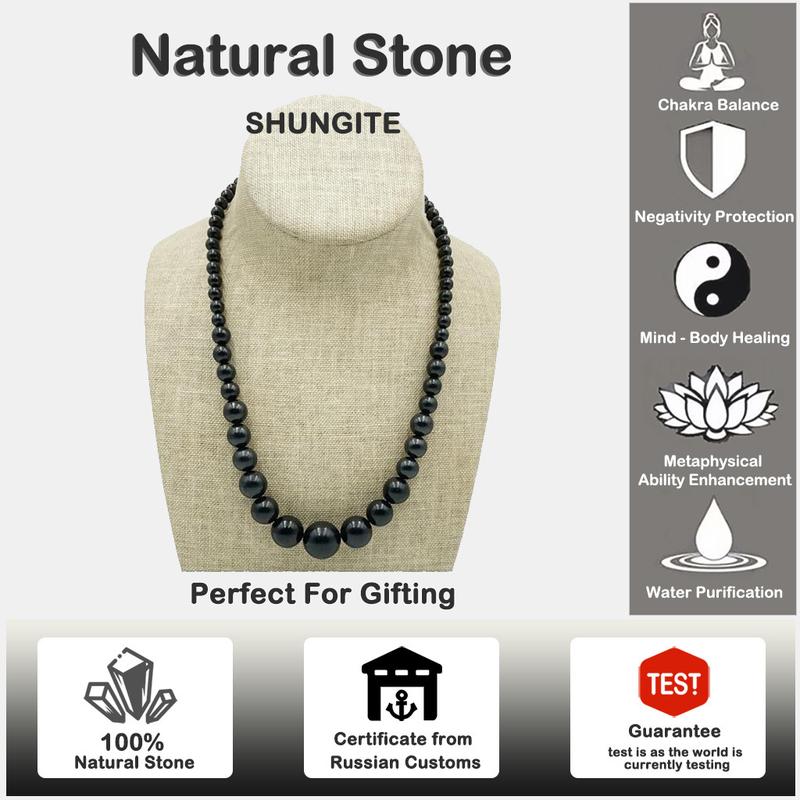  Vòng Cổ Phong Cách Dân Tộc Shungite Thép Không Gỉ Nga Dây Chuyền Tháp 5G Bảo Vệ EMF Năng Lượng Cao Cân Bằng Phong Thủy Cải Thiện Giấc Ngủ Quà Tặng Đá Quý 