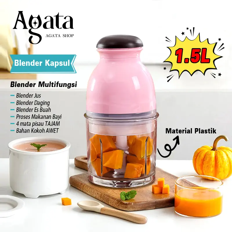Blender Cocok Untuk Dapur Rumah Blender Kapsul Portable Serbaguna Electric Juicer 1.5L Pisau Stainless 0