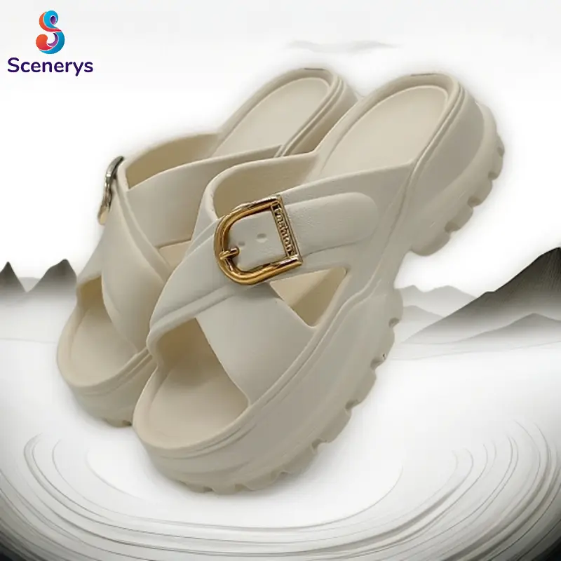 Scenerys Sandal wedges wanita, sandal fuji trendy, sandal jelly wanita motif korea, tali ganda, sandal kasual wanita 2025 1