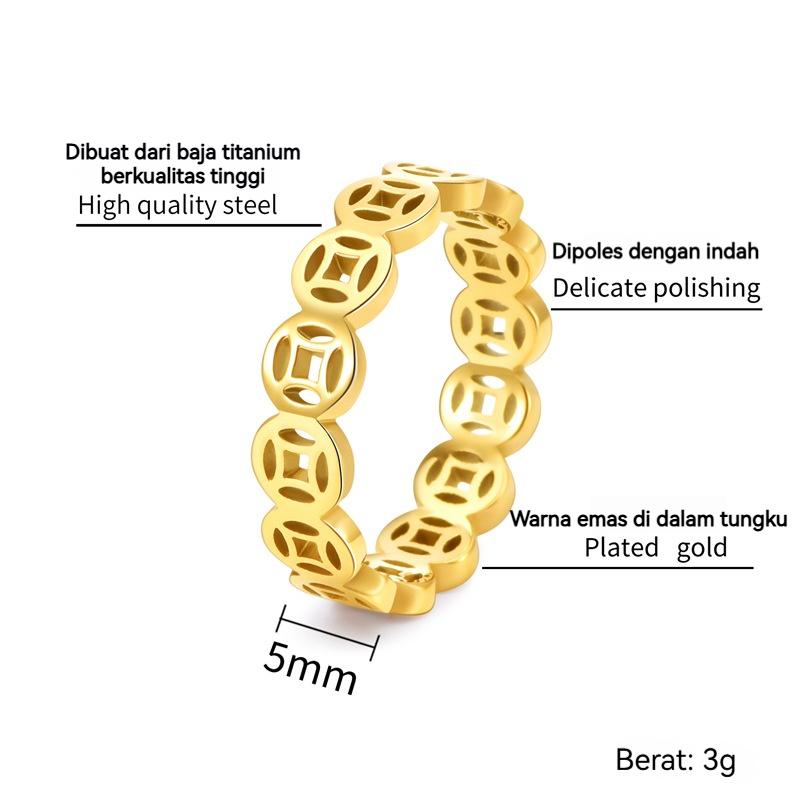 Set Cincin Gelang Pembawa Keberuntungan Model Terbaru Bahan Titanium Steel Anti Karat & Anti Pudar Beli 1 Gratis 1 Aksesori Harian Desain Simple Cocok Pakai Sehari-hari