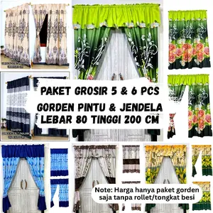 PAKET GROSIR 5 & 6 PCS GORDEN SERUT PINTU DAN JENDELA PANJANG L 80 x P 200CM FULL MOTIF Curtain