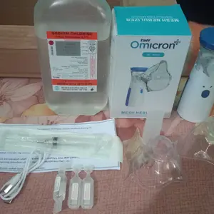 Nebulizer Portable set Lengkap Taff Omicron Biru & cairan ve-nto