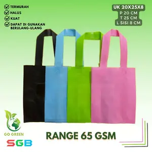 1lusin (12pcs) PAHE Goodie Bag Handle SMALL SIZE uk 20x25x8 kain 65gsm / Tas Spunbond