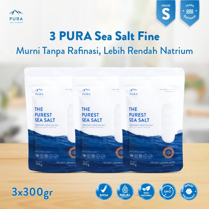 Gambar Pura  Sea Salt (300gr) 3 Pcs - Garam Laut -  Organik -  Natural -  Tanpa Rafinasi -  Rendah Natrium - Pura Sea Salt - 3 Halus dari PURA THE PUREST Kab. Sidoarjo Tokopedia
