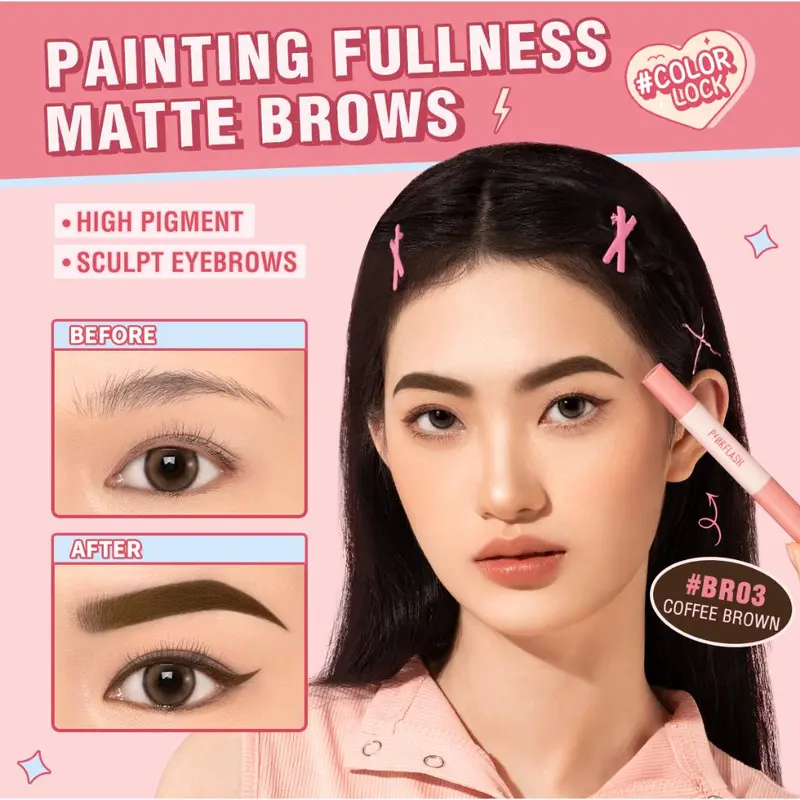 PINKFLASH Eyebrow Pencil Tahan air  Pomade Cream Tahan lama Smudgeproof Quick-drying Shaping COD BPOM 3