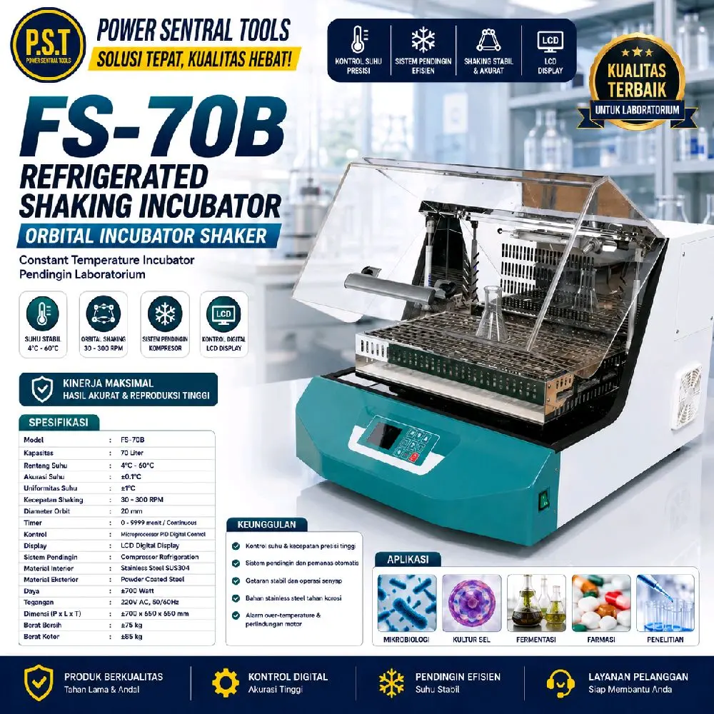 FAITHFUL FS-70B Refrigerated Shaking Incubator 70L Orbital Incubator Shaker Laboratory Constant Temperature Incubator Pendingin Laboratorium