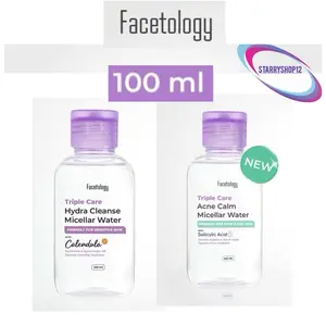 (100ml) Facetology Micellar Water 100 ML Triple care hydra cleanse micellar water ACNE CALM  pembersih wajah FACETOLOGY facetology face tology micelar acne calm micellar salicylic acid jerawat 100ml MICELLAR WATER