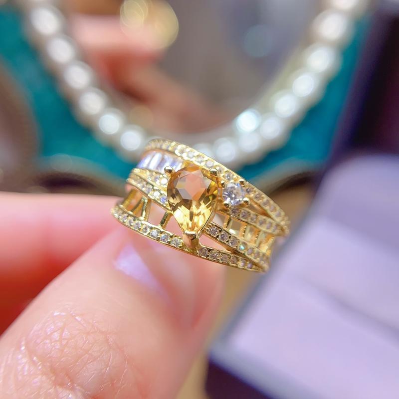 Hot goods arrived! Natural citrine 925 silver ring    5️*7mm 2