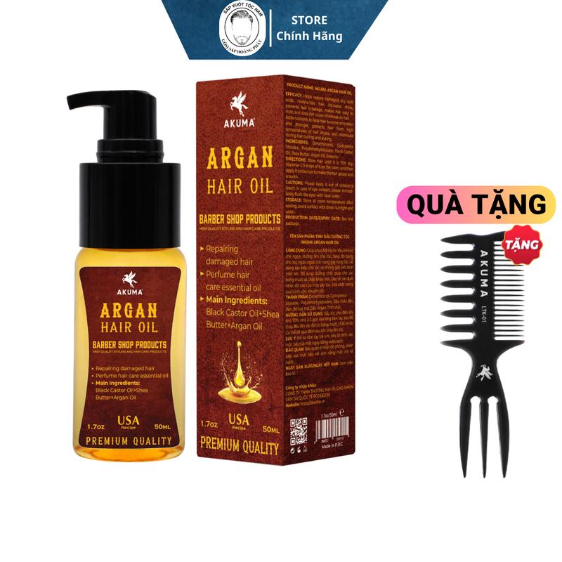  Tinh dầu dưỡng tóc Akuma Argan Hair Oil 50ml -Giúp Tóc Chắc Khỏe Bóng Mượt Hương Nước Hoa Nam Tính 