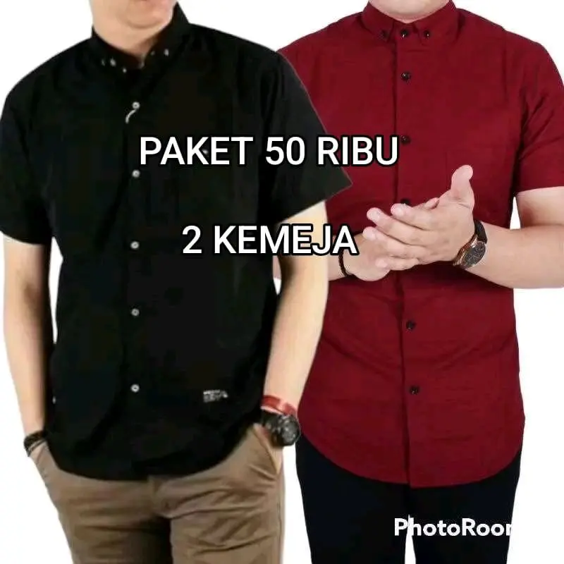 Paket 2 Kemeja Cuma 50 Ribu Warna Hitam  Maroon Coksu Putih  Navy Hijau Formal  Pendek