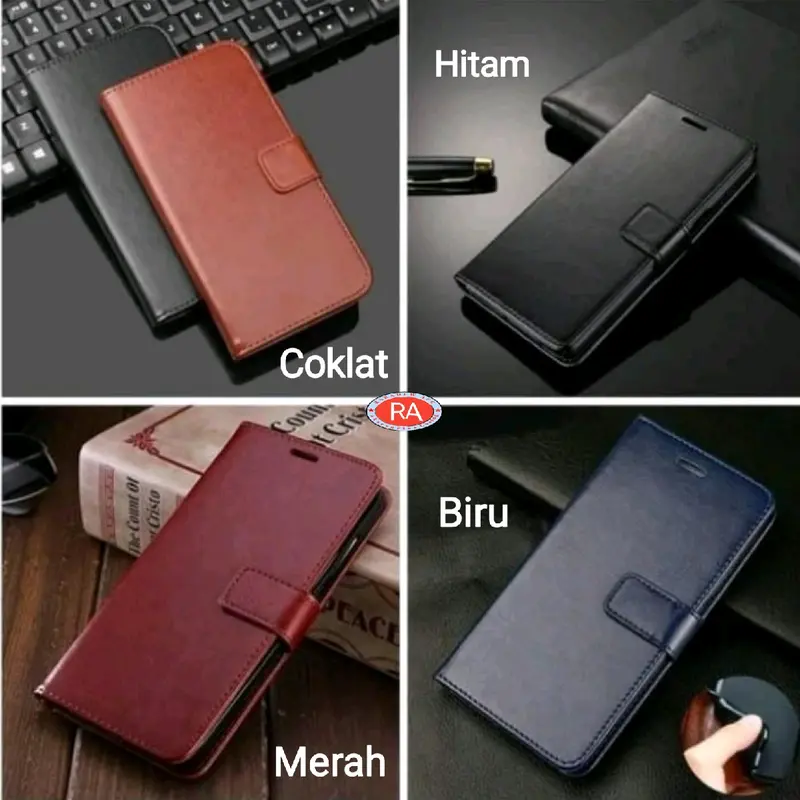 Case Untuk Vivo Y19S Flip Cover Wallet Leather Casing Dompet Kulit ( Case Untuk Vivo Y19S ) Slot Card Warna Hitam, Merah, Biru, Coklat Brown Silikon Black Smartphone Penutup 1