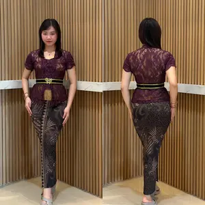 Shopia Kebaya Brokat Sofia Lengan Pendek Lilit Mewah Elegant Setelan Kebaya Tradisional Remaja Dewasa Kondangan Motif Batik Tebal Bahan Adem Halus