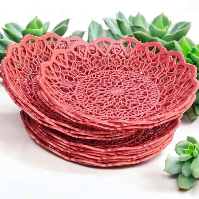 PAKET HEMAT ISI 24 PIRING ROTAN MOTIF Diamond tebal kwalitas Bagus kitchenware 4