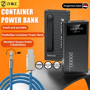 ZHIKE PowerBank 20000mAh Power Bank Fast Charger Dengan Kabel Pengisi Daya Bercahaya Output Dual Input Portable Charger LED Indicator powerbank output Type-C &Micro USB