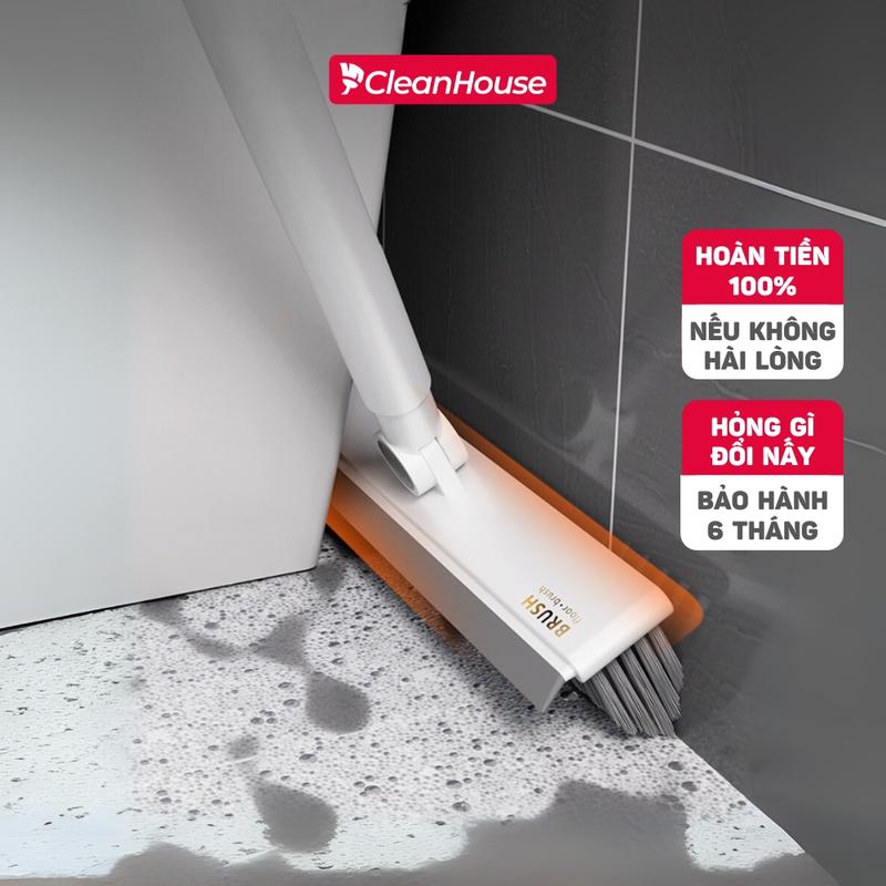 Cây chà sàn nhà tắm 2 trong 1, chổi cọ sàn và gạt nước đa năng đầu chỗi chữ v CLEANHOUSE