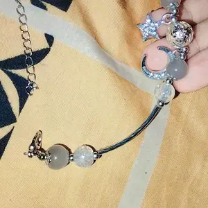Gelang Rantai Manik Moonstone Aesthetic Titanium