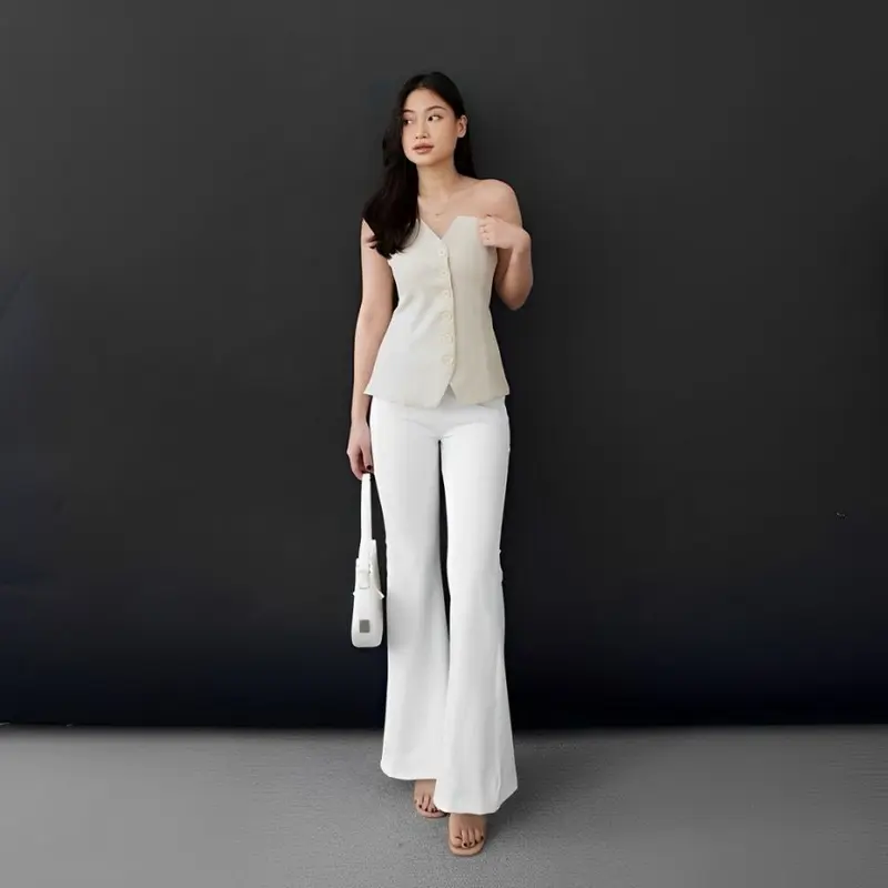 OUTFITAR -  Flare Pants Highwaist Cutbray - Celana Panjang Wanita 2