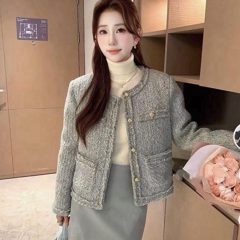 Áo khoác PRE-ORDER Loại Trần Lông Vũ Áo dạ đan Cao Cấp màu xanh tiêu kèm bọc móc Hàng Châu nữ top QCCC