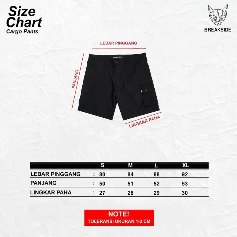 Breakside Short Cargo Rocky - Black Celana Pendek Hitam Pria 6
