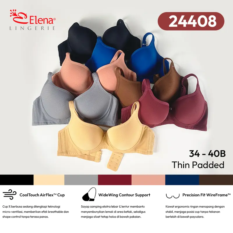 Elena wired Bra kawat Pakaian Dalam Wanita Busa Tipis 34B - 40B E 24408 0