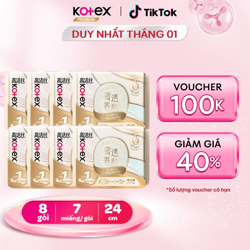   Độc quyền Phương Sena  Combo 8 Băng Vệ Sinh Kotex Nhập Khẩu Cicada Siêu Mỏng Cánh 24cm 7 miếng gói 