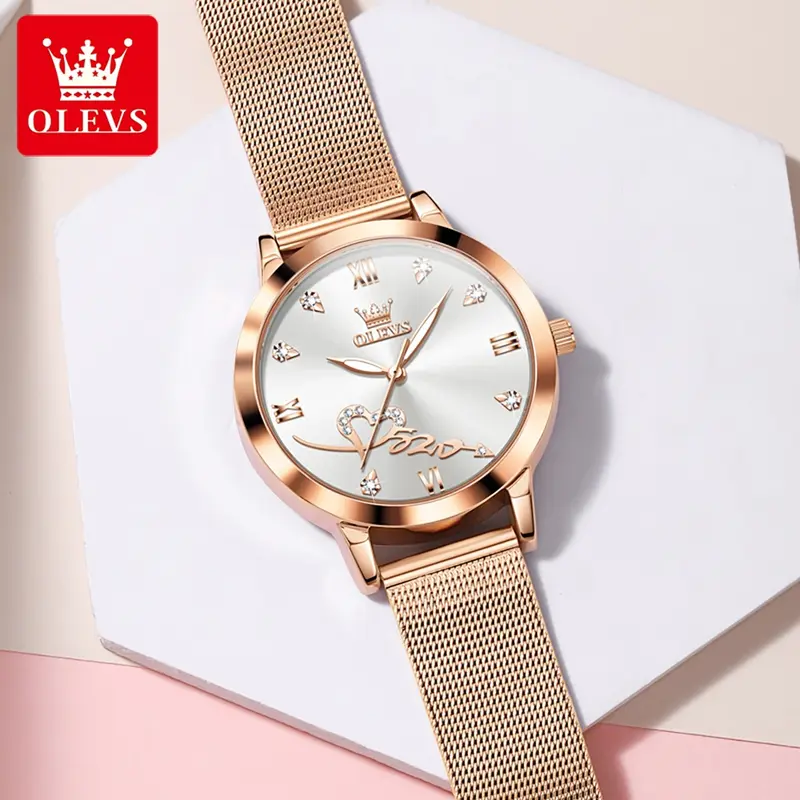 OLEVS Jam Tangan Wanita Original Anti Air Tahan Kecil Branded Elegan Analog Rose Gold Ultra-thin Women Watches New Model 5530/5189 with Kotak Ori 5