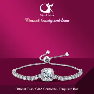 【003Harga telah dibanting, segera di CO】Chard Wake Original Gelang Couple Aesthetic Tangan Perhiasan Wanita Fashion Tangan Zirconia 2 Carat Sertifikat GRA Kotak Indah  CWB001