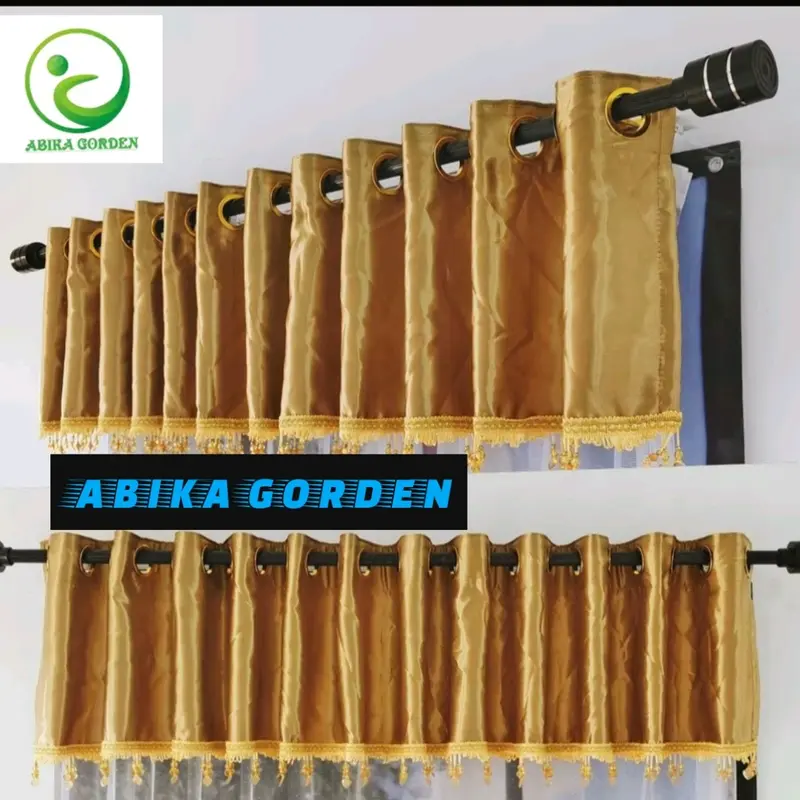 Gorden Poni Blackout Import Printing Abu Model Smokring Tinggi 40 Cm Kain Renda Curtain 3