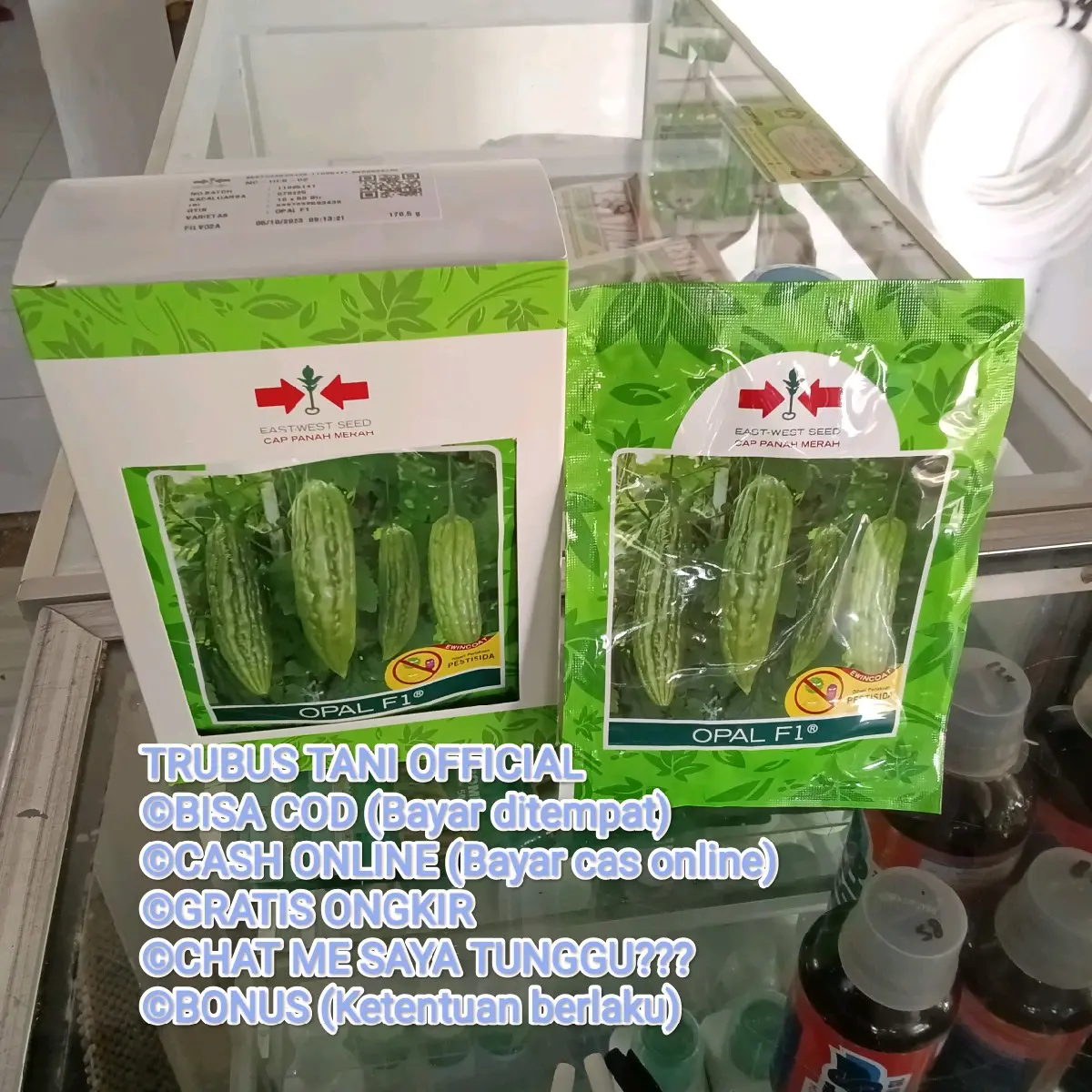 Benih Paria Pare Super Opal F1 (CATATAN : MINIMAL ORDER 5 PCS) Hijau Gelap cocok ditanam di Cuaca Ekstrim hujan Kemarau Panen Melimpah. Isi 50 Butir dan 250 Butir. Berhadiah langsung kaos/topi selama persediaan ada, Kadaluarsa. 2026 - Cap Panah Merah