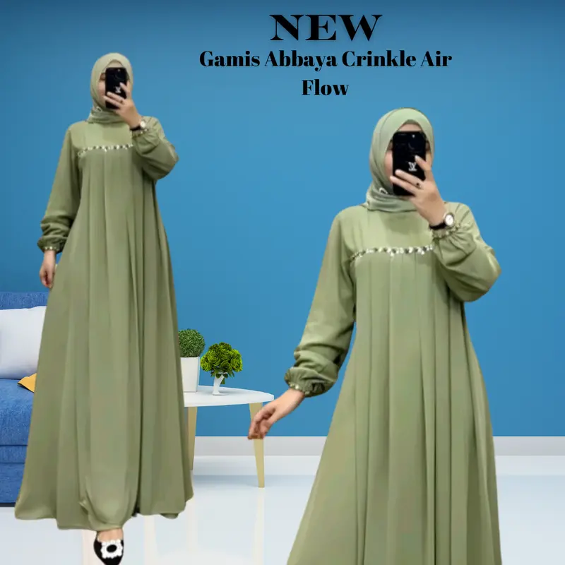 Gamis Payet Mutiara Crinkle Airflow Lebaran 2025 2