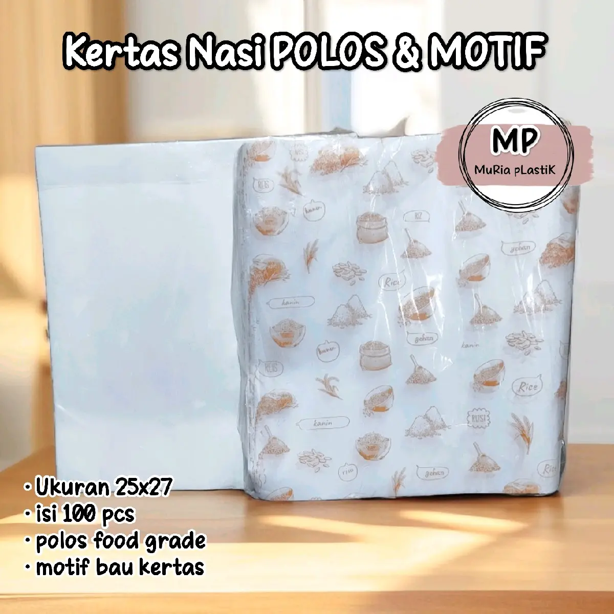 KERTAS NASI POLOS DAN MOTIF