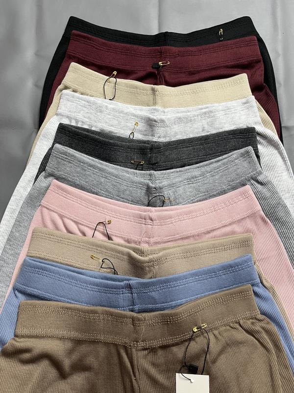 Flare Pants Cutbray Rib Knit  Stretch Wanita Celana Panjang Highwaist Casual
