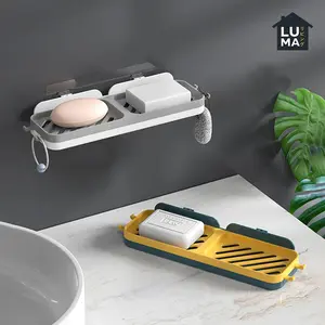 Tempat Sabun Batang Tempel Dinding 2 Sekat Rak Gantung Dispenser Kamar Mandi Aesthetic