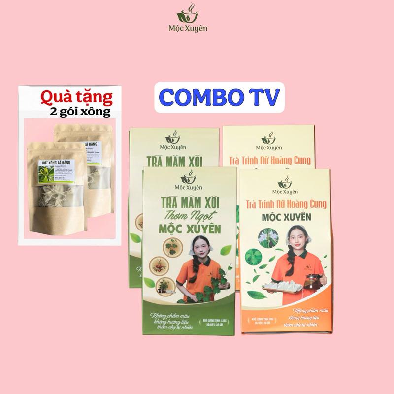 COMBO TV Mộc Xuyên gồm túi lọc Trinh nữa hoàng cung ,túi lọc Mâm xôi ,túi lọc lá bàng