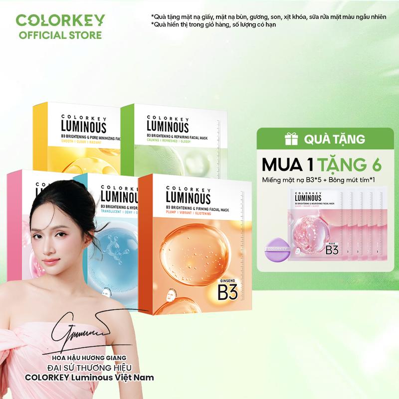   NEW  5 Hộp Mặt Nạ Giấy COLORKEY LUMINOUS B3 Thế Hệ Mới Hỗ Trợ Dưỡng Sáng Da Mịn Màng 30ml miếng 