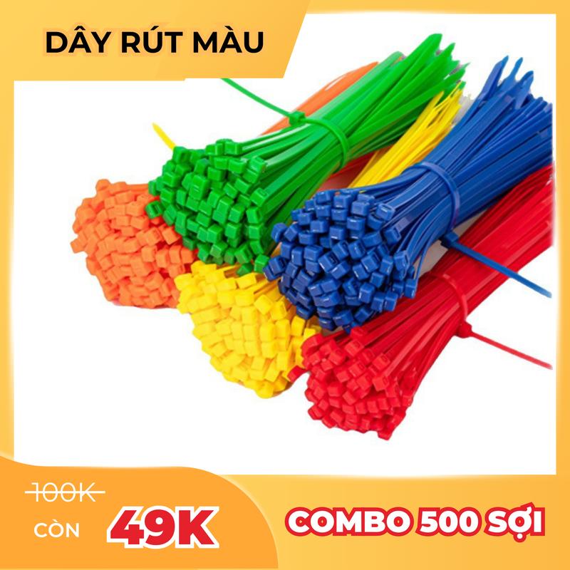 COMBO 500 SỢI - 10cm Dây rút nhựa màu loại 10cm mix đủ màu dây thít buộc rút chân gà chân chim trang trí nhà cửa làm đồ mĩ nghệ.