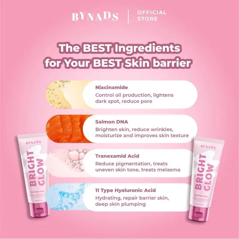 BYNADS SLEEPING MASK BRIGHT GLOW SALMON DNA 50 ML 5