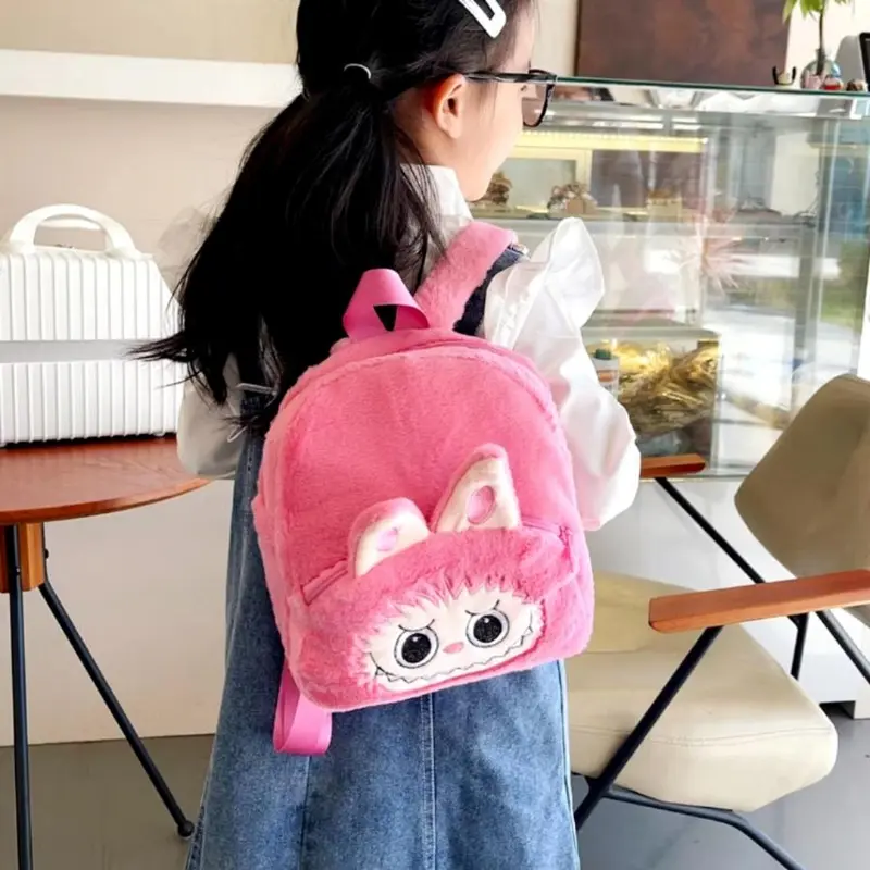 Tas Ransel Anak TK/SD Karakter Boneka Labubu Bulu Halus - Ransel Anak Bulu Halus Head Labubu Kawaii 5