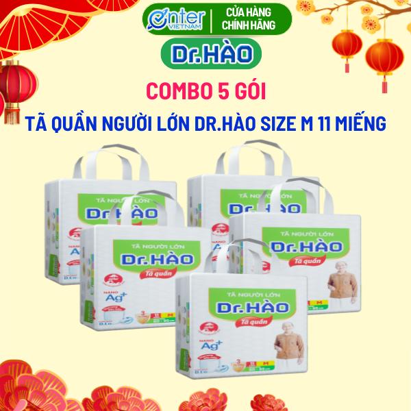  Tã quần người lớn Dr.Hào size M 11 miếng  combo 5 gói  bỉm quần cho người già bỉm cho người bệnh tả quần người lớn siêu thấm khô thoáng kháng khuẩn chống hăm khử mùi 