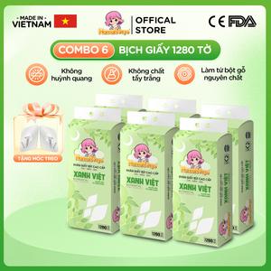 [CHÀO HÈ 2026] Combo 06 Bịch Khăn Giấy Rút Bản To Dạng Treo 1280 tờ/bịch Xanh Việt Hannah Seyo Sản Xuất Việt Nam