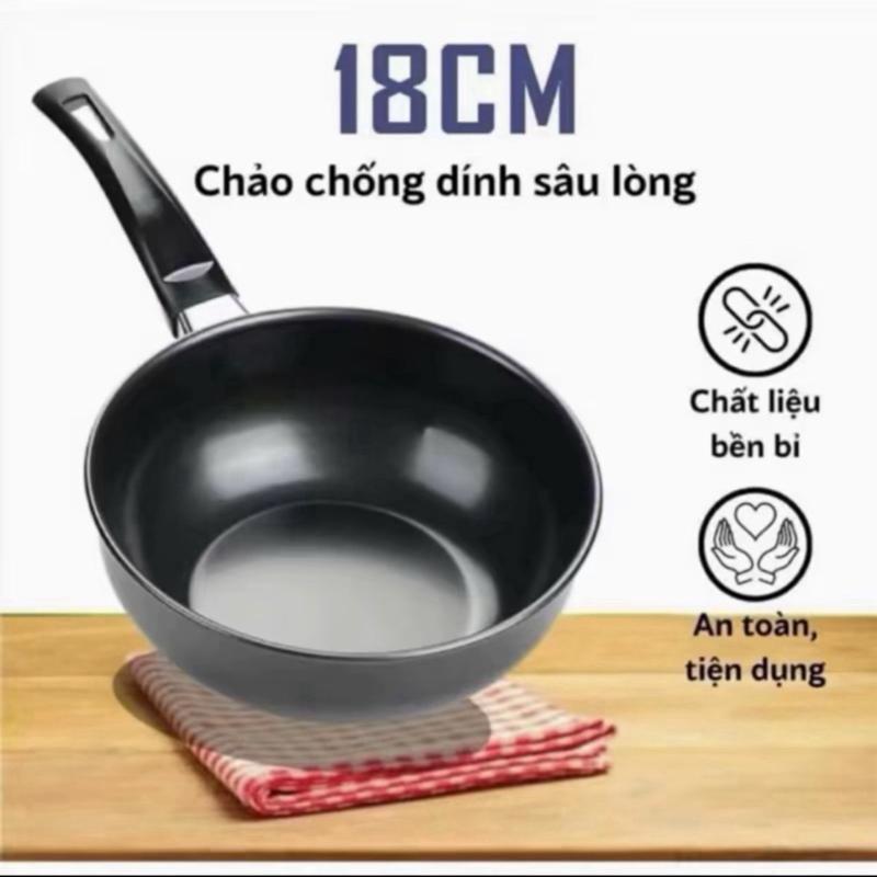 Chảo Chống Dính Sâu Lòng Hàn Quốc 18cm Siêu Bền Dùng Cho Mọi Loại Bếp
